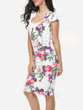 Casual Floral Printed Delightful Sweet Heart Bodycon-dress