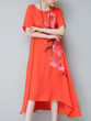 Casual Round Neck Asymmetric Hem Floral Printed Shift Dress