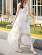 Casual Round Neck Floral Printed Sleeveless Chiffon Maxi Dress