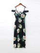 Casual Open Shoulder Floral Printed Maxi Dress