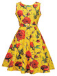 Casual Round Neck Belt Floral Printed Vintage Skater Dress