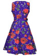 Casual Round Neck Belt Floral Printed Vintage Skater Dress