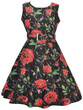 Casual Round Neck Belt Floral Printed Vintage Skater Dress