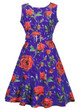 Casual Round Neck Belt Floral Printed Vintage Skater Dress