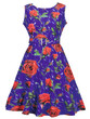 Casual Round Neck Belt Floral Printed Vintage Skater Dress