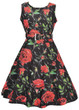 Casual Round Neck Belt Floral Printed Vintage Skater Dress