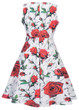 Casual Round Neck Belt Floral Printed Vintage Skater Dress