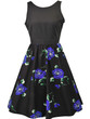 Casual Round Neck Bowknot Skater Dress In Floral Printed