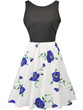 Casual Round Neck Bowknot Delicate Floral Printed Skater Dress