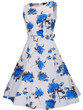Casual Round Neck Belt Floral Printed Extraordinary Skater Dress