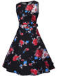 Casual Round Neck Belt Floral Printed Extraordinary Skater Dress