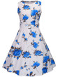 Casual Round Neck Belt Floral Printed Extraordinary Skater Dress