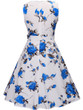 Casual Round Neck Belt Floral Printed Extraordinary Skater Dress