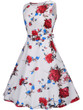 Casual Round Neck Belt Floral Printed Extraordinary Skater Dress