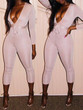 New Golden Belt Lace-up Bright Wire Bodycon Clubwear Deep V Neck Party Jumpsuit Pants