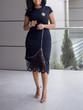New Black Patchwork Lace Zipper Bodycon Elegant Party Maxi Dress