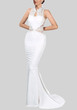 White Love Lace Grenadine Mermaid Bodycon Elegant Banquet Party Wedding Maxi Dress