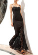Black Patchwork Lace Spaghetti Strap Bodycon Mermaid Elegant Party Maxi Dress