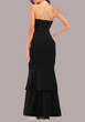 Black Draped Off Shoulder Backless Bodycon Mermaid Banquet Elegant Party Maxi Dress