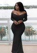 Black Rhinestone Off Shoulder Backless Mermaid Bodycon Elegant Banquet Party Wedding Maxi Dress
