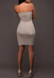 Nude Patchwork Bandeau Hollow-out Lace-up Boat Neck Off-Shoulder Homecoming Bodycon Mini Dress