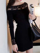 Casual Boat Neck Hollow Out Plain Bodycon Dress