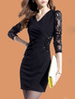 Casual V-Neck Rhinestone Ruched Hollow Out Plain Bodycon Dress