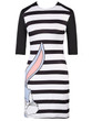 Casual Crew Neck Cartoon Striped Half Sleeve Bodycon Dress