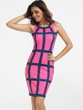 Casual Round Neck Dacron Plaid Bodycon-dress