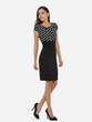 Casual Round Neck Dacron Patchwork Polka Dot Printed Bodycon Dress
