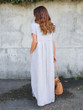 Solid Color V-neck Loose With Pockets Maxi Dress