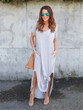 Solid Color V-neck Loose With Pockets Maxi Dress