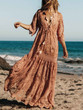 Lace V-neck Split-joint Cover-up Maxi Dress