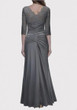 Grey Patchwork Lace Pleated Prom Evening Party Elegant Maxi Dress
