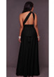 Black Draped Backless Lace-up Deep V-neck Homecoming Party Maxi Dress