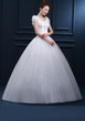 White Patchwork Lace Grenadine Tulle Tutu Elegant Wedding Gowns Maxi Dress