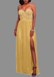 Yellow Patchwork Spaghetti Strap Backless Lace Draped Sleeveless Maxi Dress