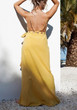 Yellow Cut Out Backless Slit Spaghetti Strap Lace-up Deep V-neck Party Maxi Dress