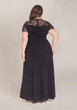 Black Patchwork Draped Lace V-neck Short Sleeve Elegant Maxi Dress