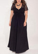 Black Patchwork Draped Lace V-neck Short Sleeve Elegant Maxi Dress