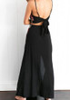 Black Flowers Embroidery Spaghetti Straps Tie Back Two Piece Slit Maxi Dress
