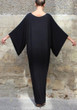 Black Draped Round Neck Dolman Sleeve Muslim Casual Maxi Dress