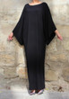 Black Draped Round Neck Dolman Sleeve Muslim Casual Maxi Dress