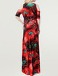 Casual Swing Charming Open Shoulder Plus Size Maxi Dress In Abstract Print