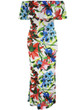 Casual Off Shoulder Flounce Floral Printed Mermaid Maxi Dress