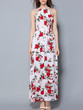 Casual Flowy High Slit Floral Printed Spaghetti Strap Maxi Dress