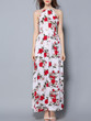Casual Flowy High Slit Floral Printed Spaghetti Strap Maxi Dress