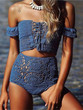 Sexy Two-Pieces Knitting Off Shoulder Bikini Swimwear