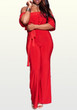 Red Ruffle Sashes Off Shoulder Backless One Piece Party Wide Leg Long Jumpsuit