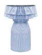 Casual Fashion Flounce Bateau Off The Shoulder Striped Dress